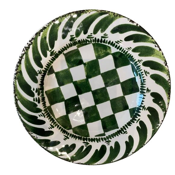 MIKASA Set of 4 Checkered Melamine 9" Salad Plates Summer Green Pop of Color NEW - Picture 1 of 9